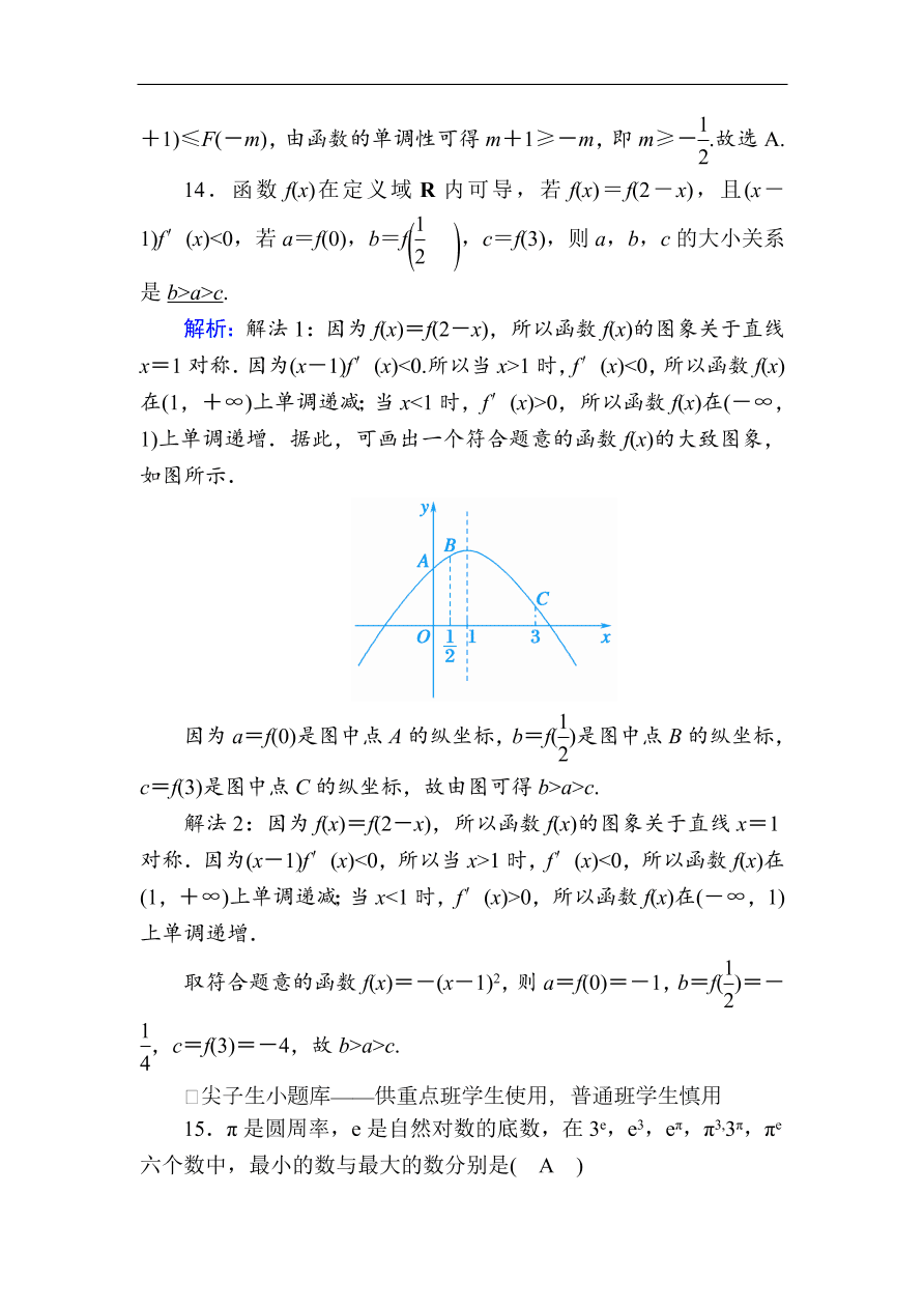 2020版高考数学人教版理科一轮复习课时作业14 导数与函数的单调性（含解析）