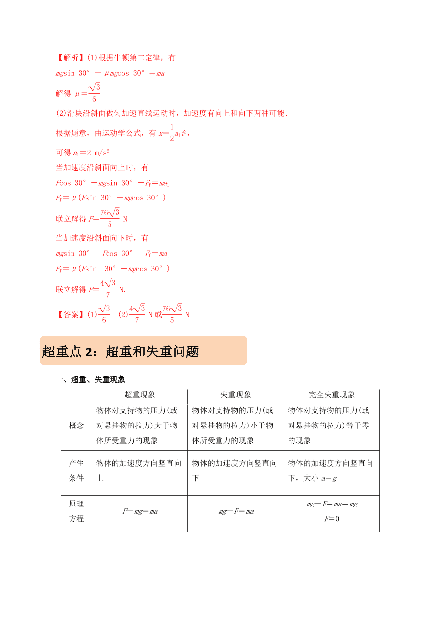 2020-2021年高考物理重点专题讲解及突破03：牛顿运动定律