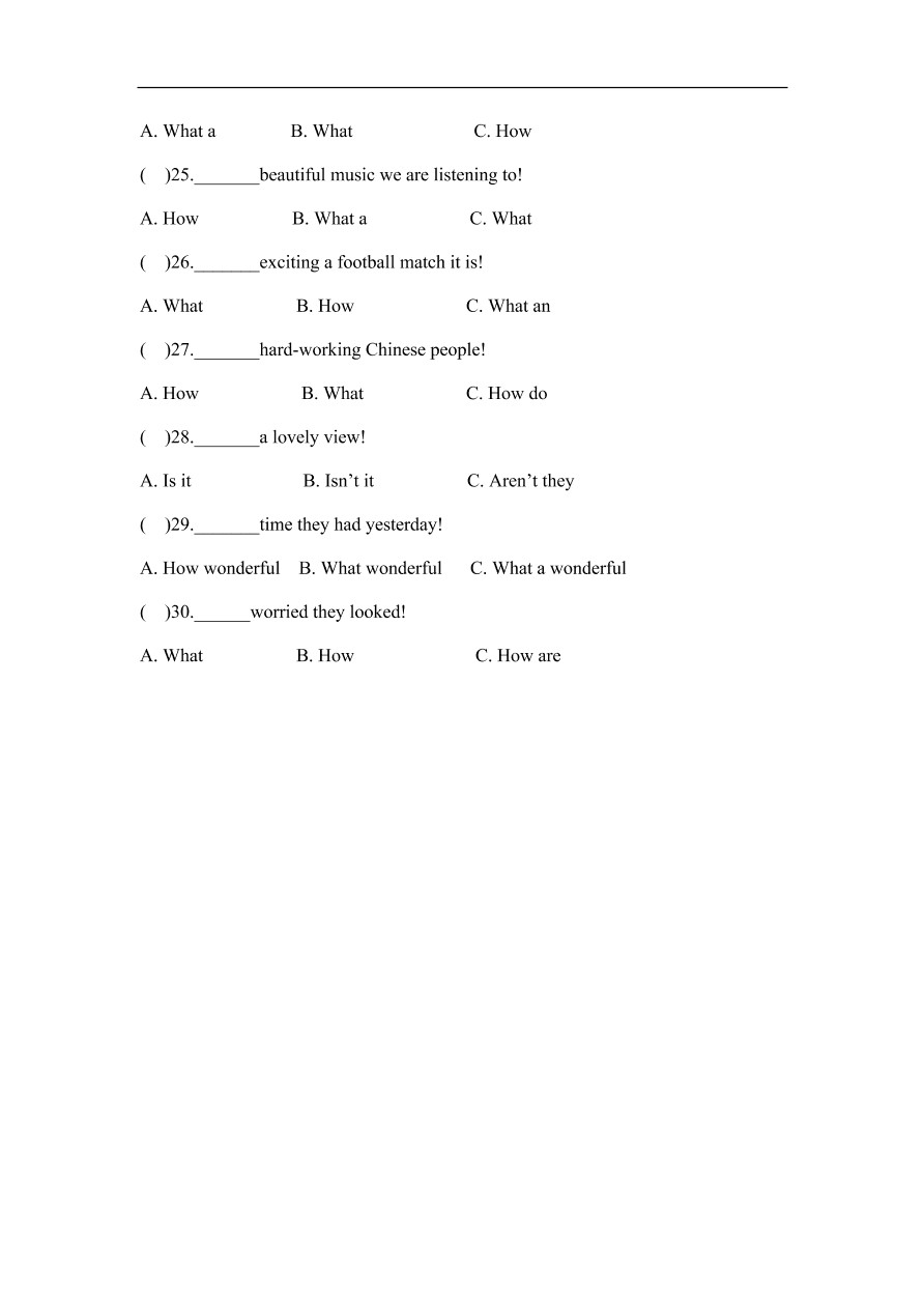 仁爱版八年级英语上册Unit 3 Topic 2 《What sweet music》 语法专练及答案