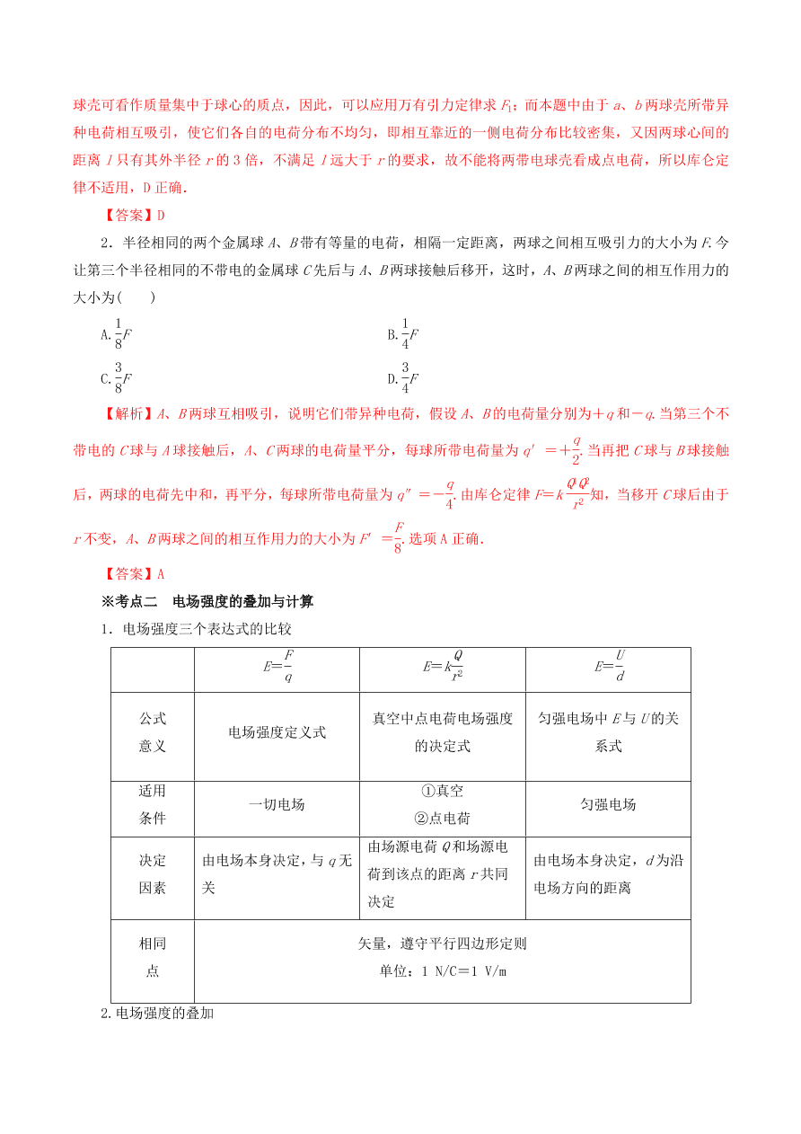 2020-2021年高考物理重点专题讲解及突破08：静电场