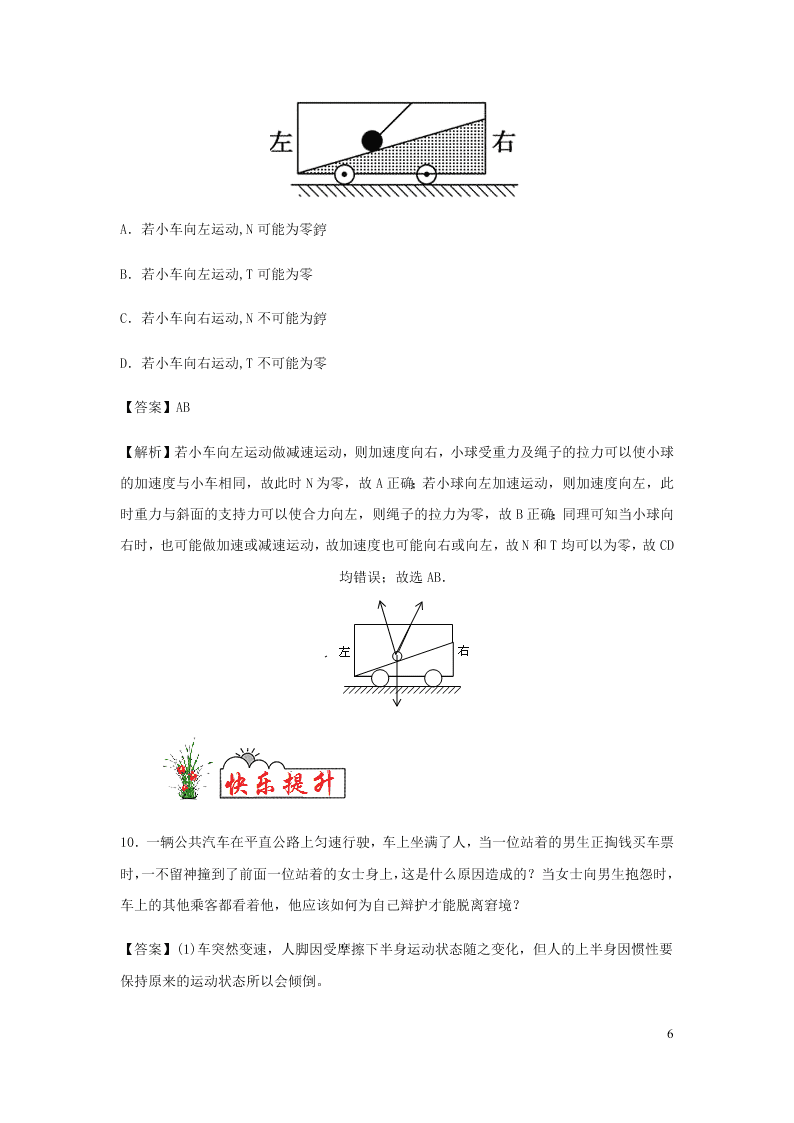 （暑期辅导专用）2020初高中物理衔接教材衔接点：12牛顿第一定律（含解析）