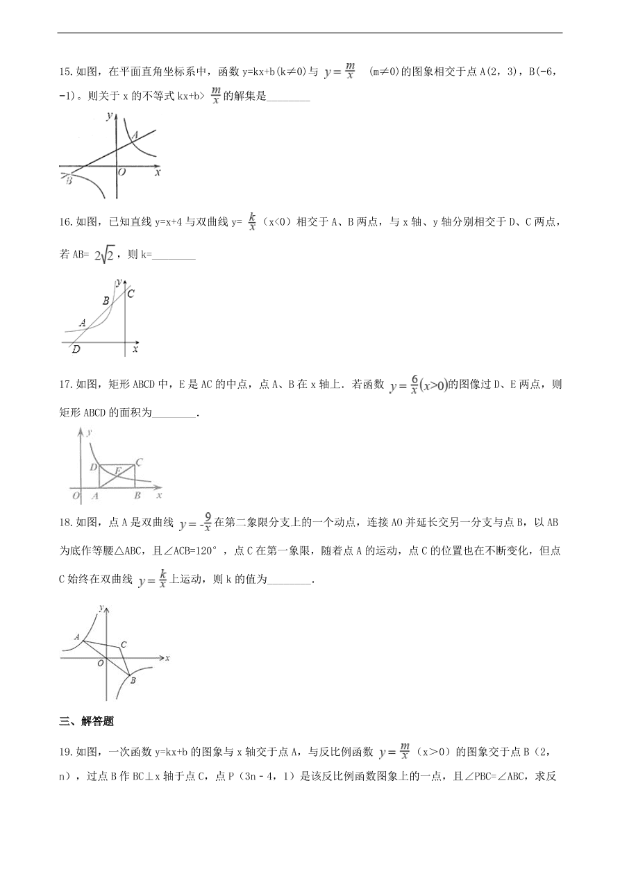 中考数学专题复习卷：反比例函数（含解析）