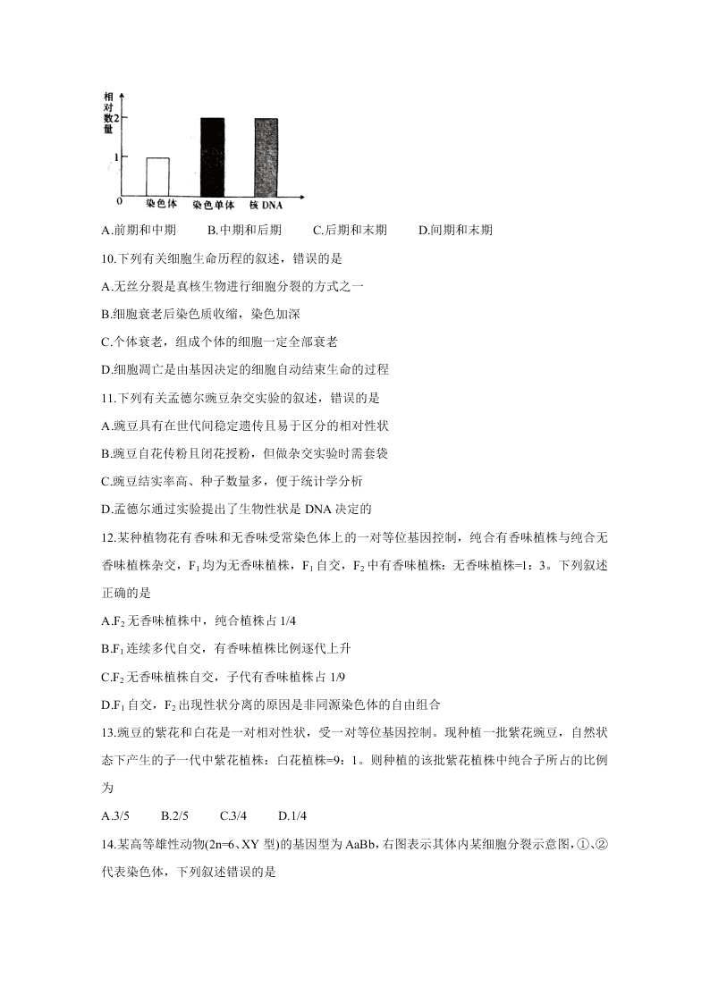 安徽省皖北名校2020-2021高二生物上学期第一次联考试题（Word版附答案）