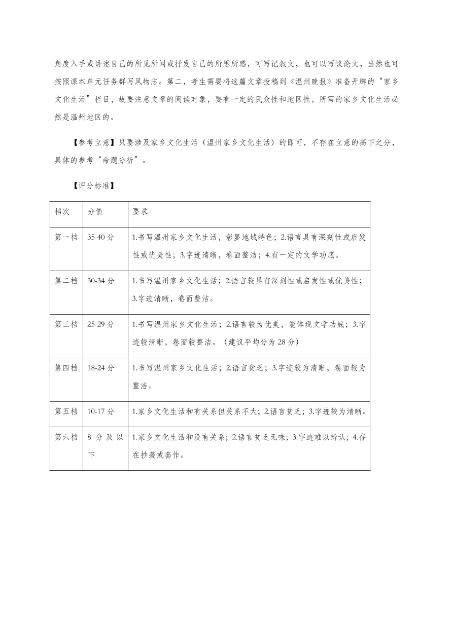 浙江省温州十五校联合体2020-2021高一语文上学期期中联考试题（Word版附答案）