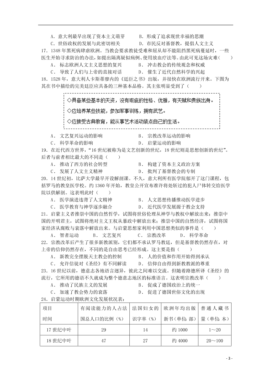 安徽省合肥九中2020-2021学年高二历史上学期第一次月考试题