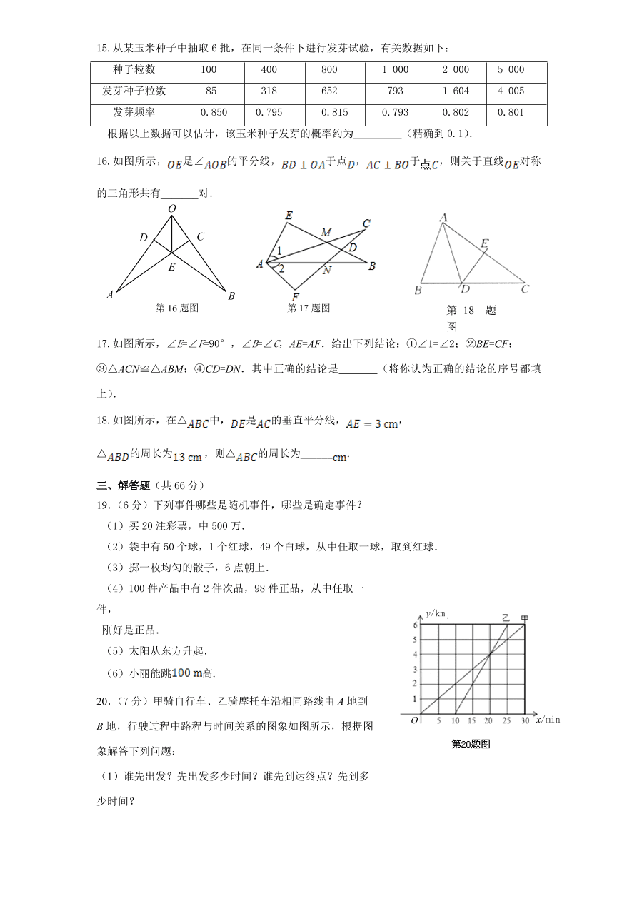 （北师大版）七年级数学下册期末模拟检测试卷及答案