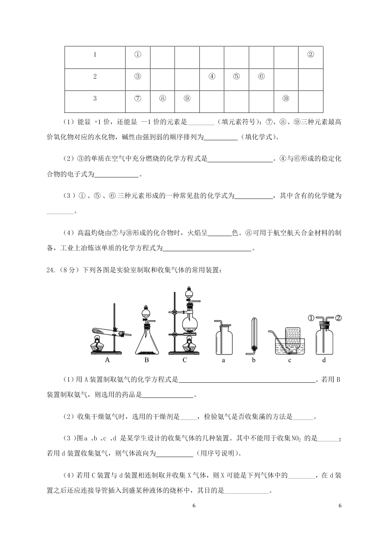 四川省自贡市田家炳中学2021届高三化学上学期9月月考试题