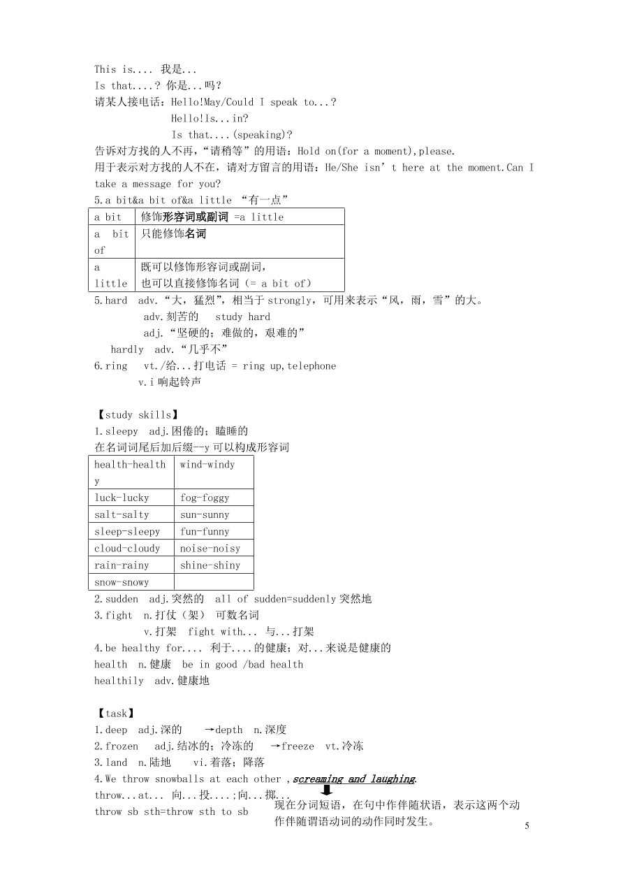 八年级英语上册Unit7 Seasons 重要知识点（牛津版）