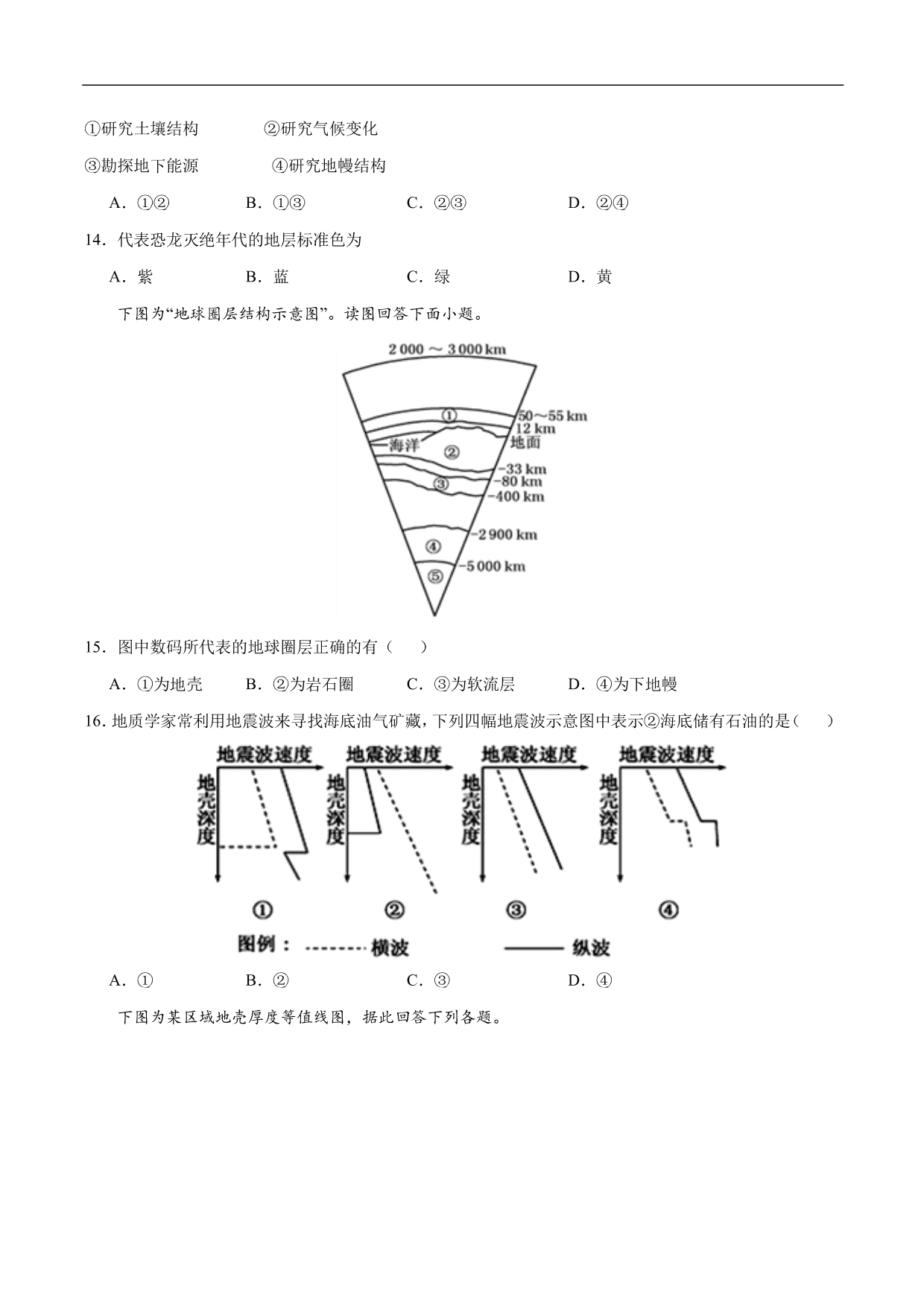 2020-2021年高考地理一轮复习精讲练习：地球的历史及地球的圈层结构