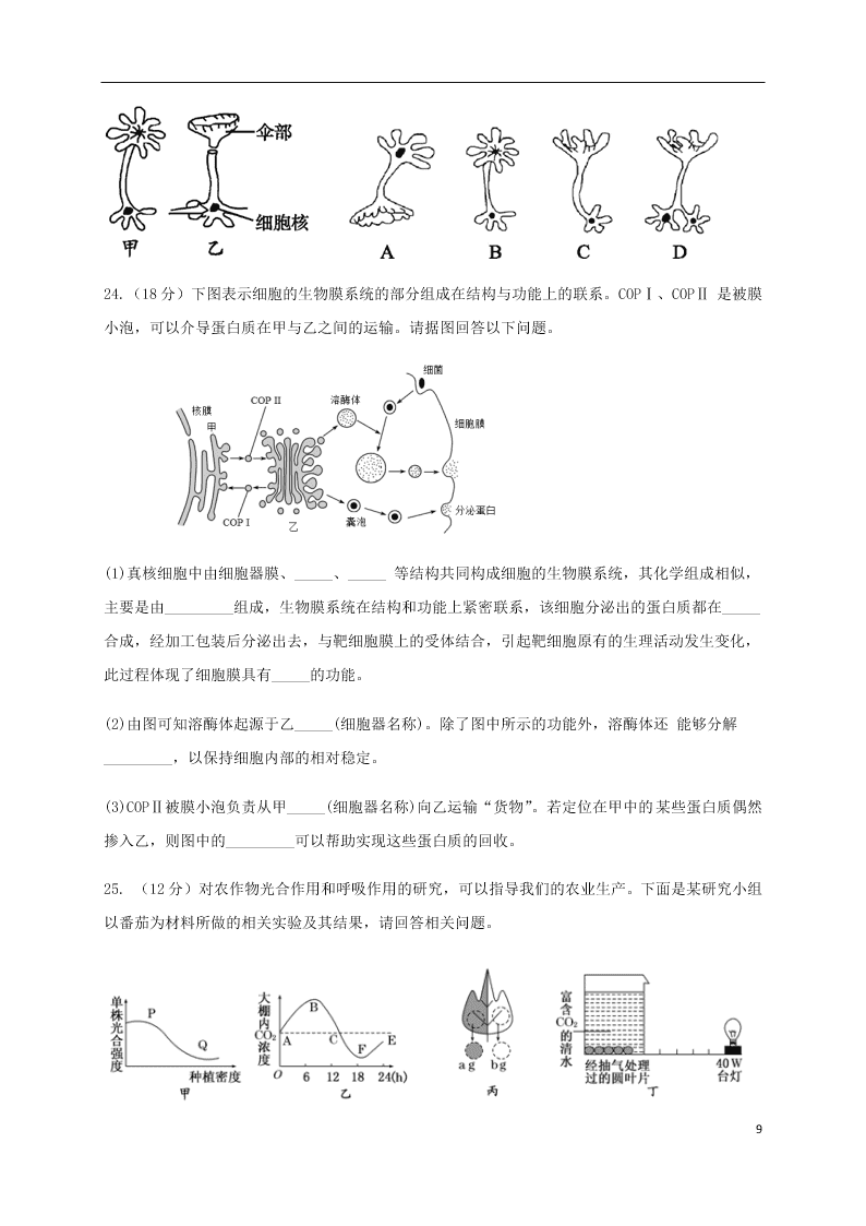 辽宁省黑山县黑山中学2021届高三生物上学期第二次月考试题（含答案）