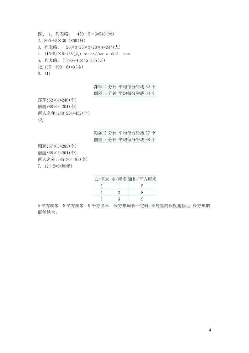 四年级数学上册五解决问题的策略单元综合测试卷1（附答案苏教版）