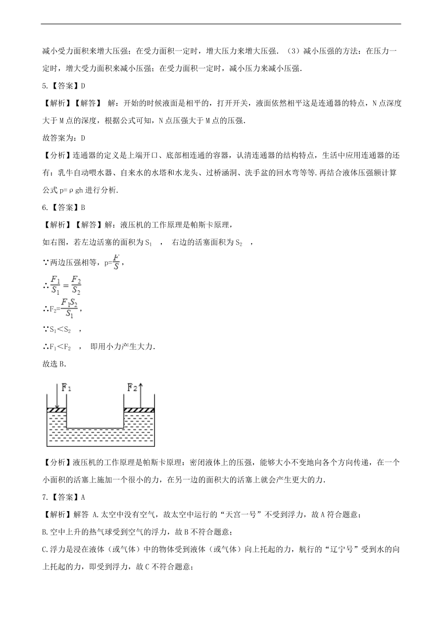 中考物理专题期末复习冲刺训练 ——压强和浮力