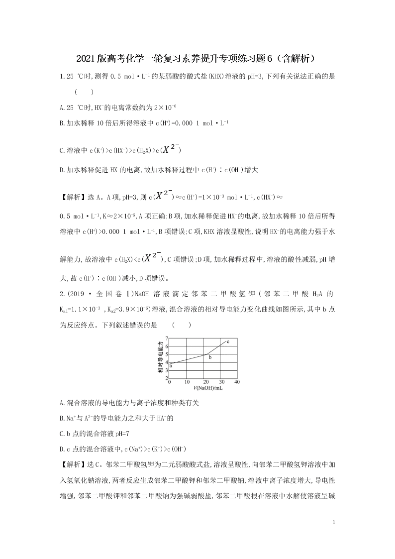 2021版高考化学一轮复习素养提升专项练习题6（含解析）
