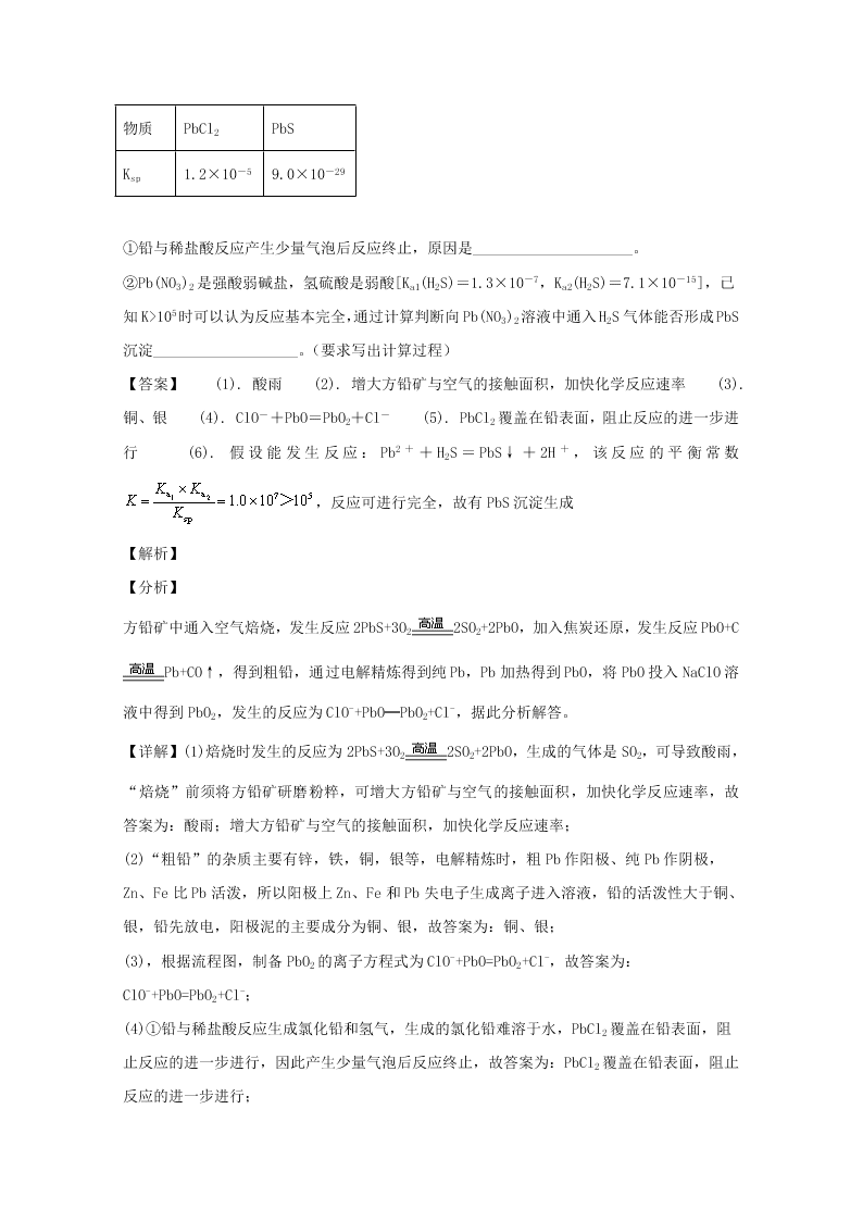 湖南省永州市2019-2020高二化学上学期期末试题（Word版附解析）