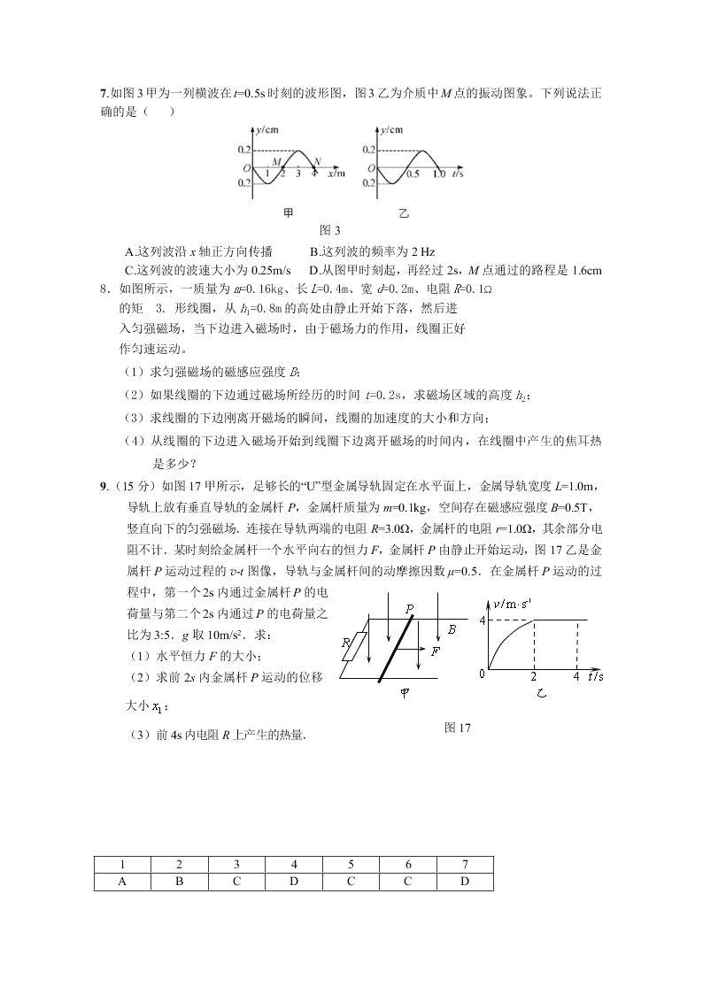 河北省武邑中学高二下学期物理暑假作业35（答案）