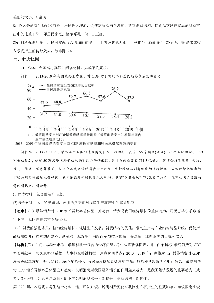 2020-2021年高考政治精选考点突破第一单元《经济生活》