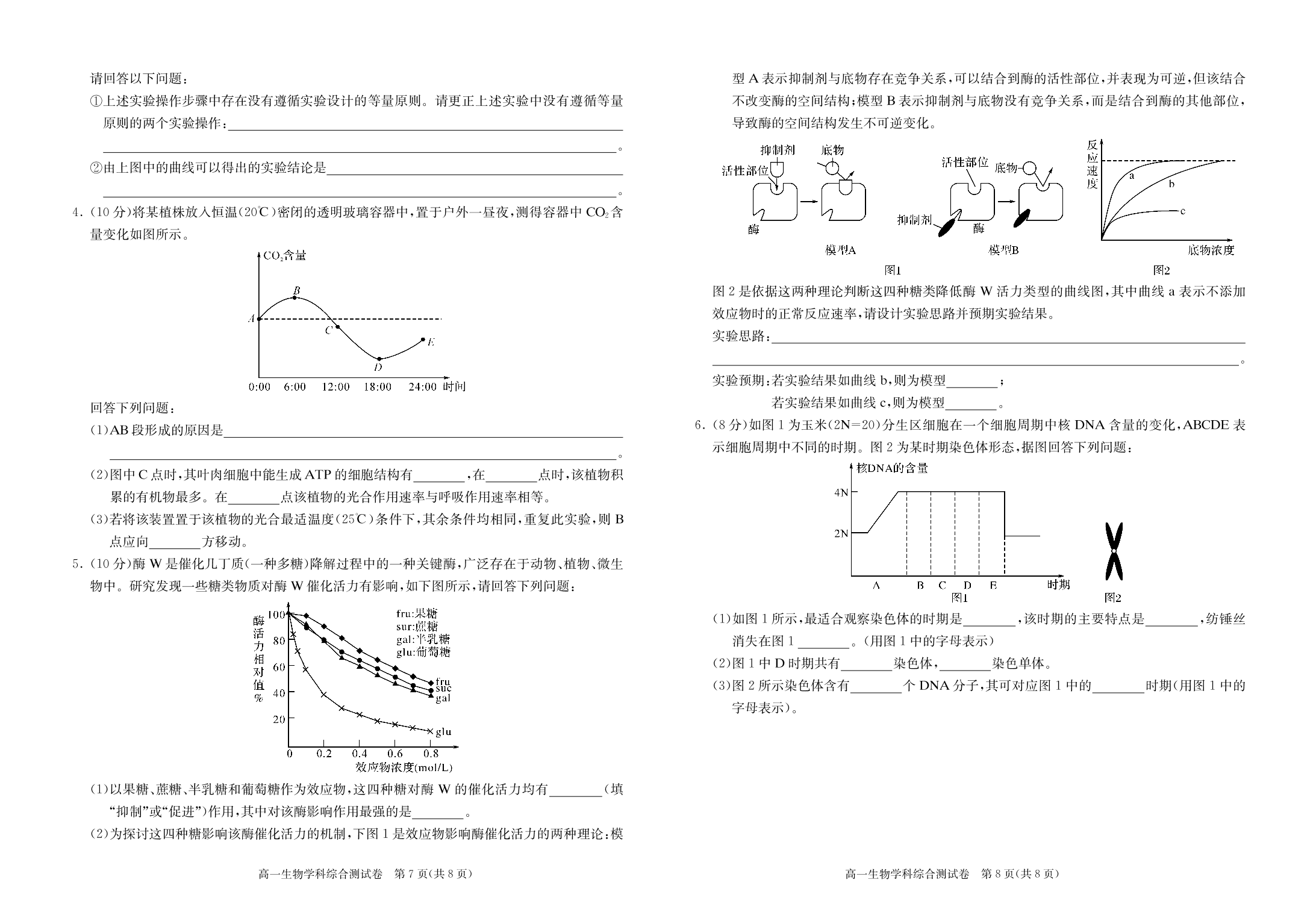 湖北省随州市第一中学2019-2020学年高一上学期综合测试生物试题（PDF版）   