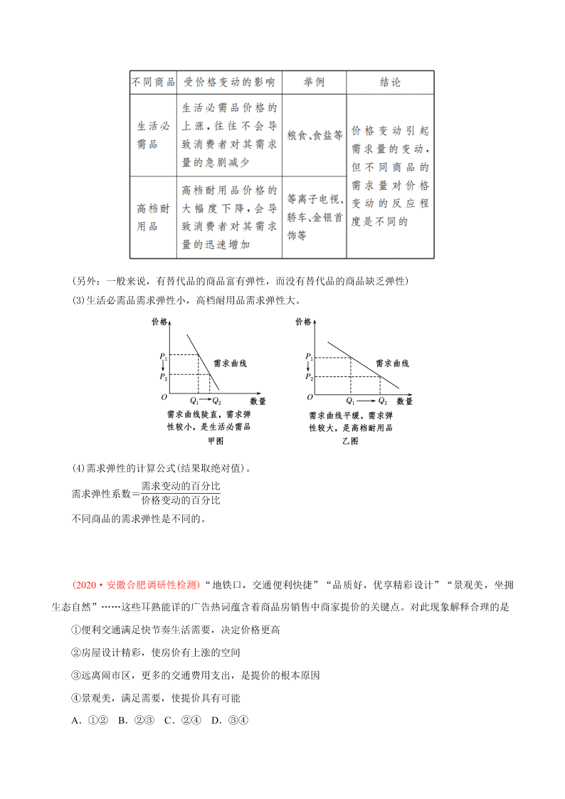 2020-2021学年高考政治纠错笔记专题01 生活与消费