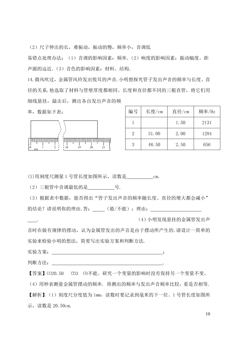 2020-2021八年级物理上册2.2声音的特性精品练习（附解析新人教版）