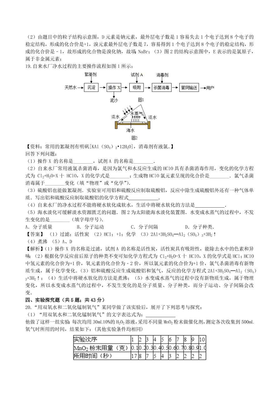 2020-2021沪教版九年级化学上学期期中测试卷02