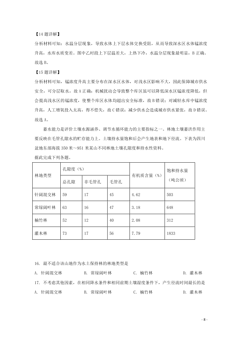 福建省龙岩市2020届高三地理上学期期末考试试题（含解析）