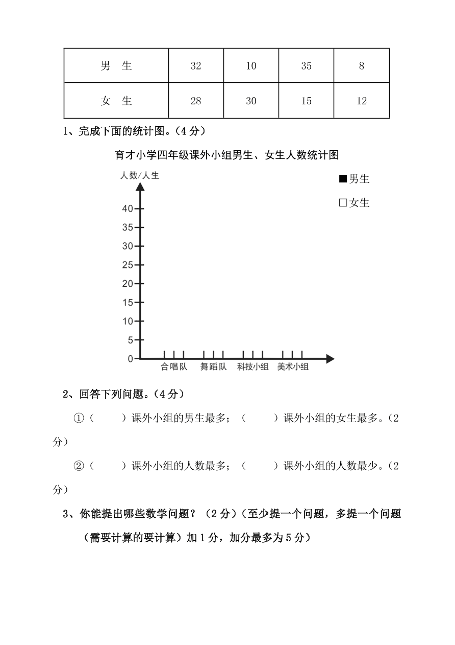 2020年人教版小学四年级数学上册期末试卷五