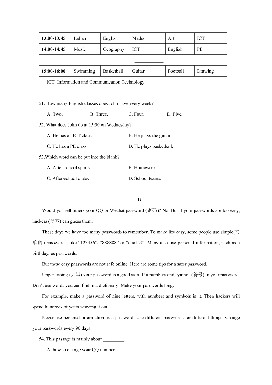 江苏省江阴市长泾片2020-2021学年七年级上学期英语期中考试试题