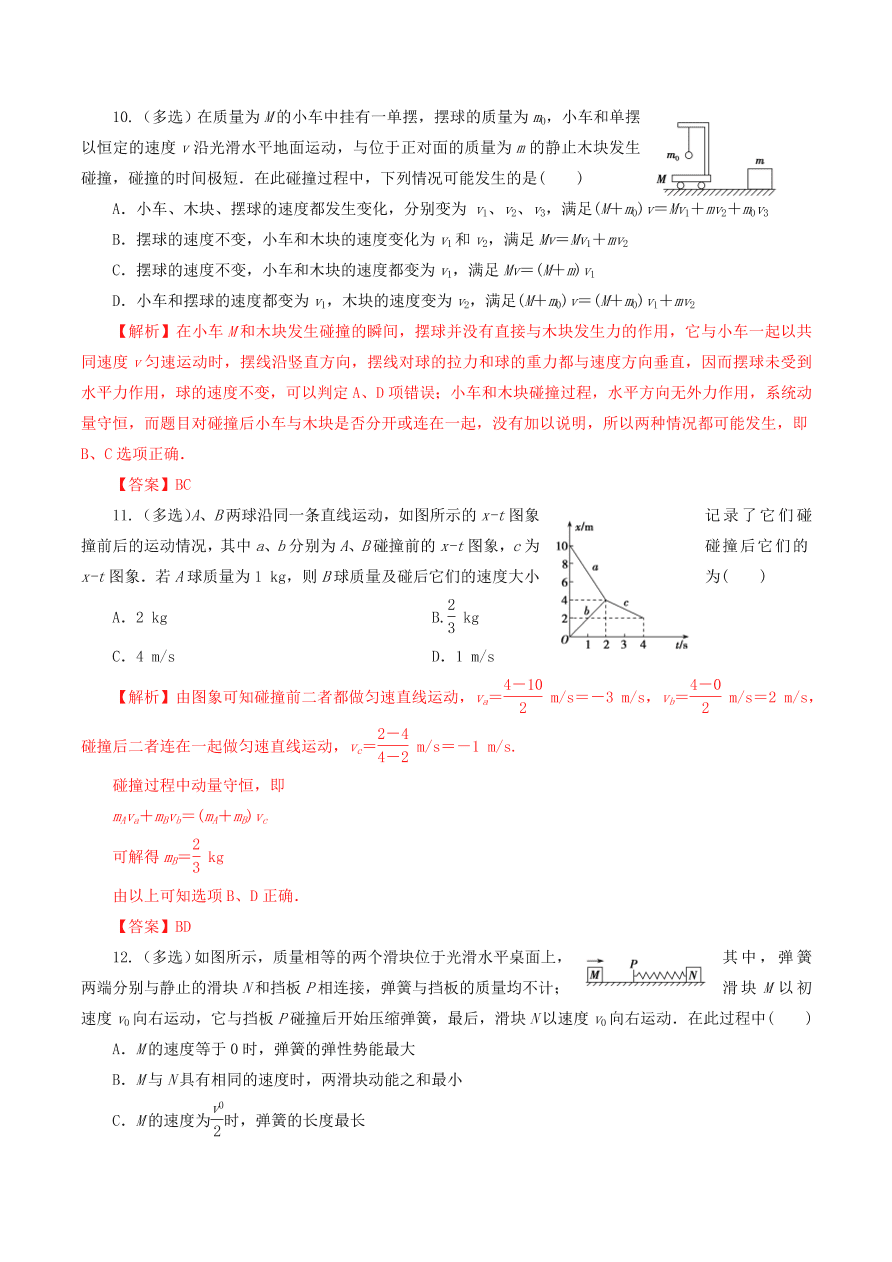 2020-2021年高考物理重点专题讲解及突破07：碰撞与动量守恒