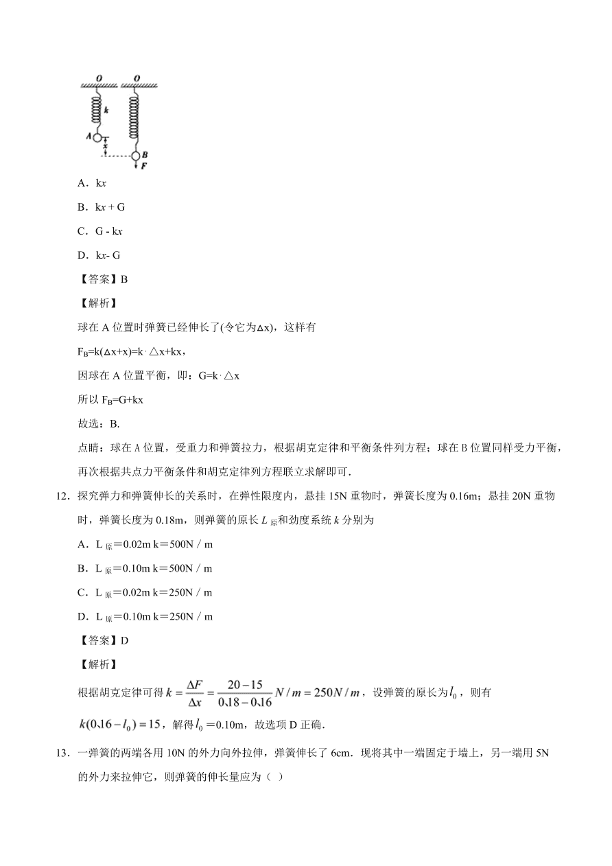 2020-2021学年高一物理课时同步练（人教版必修1）3-2 弹力