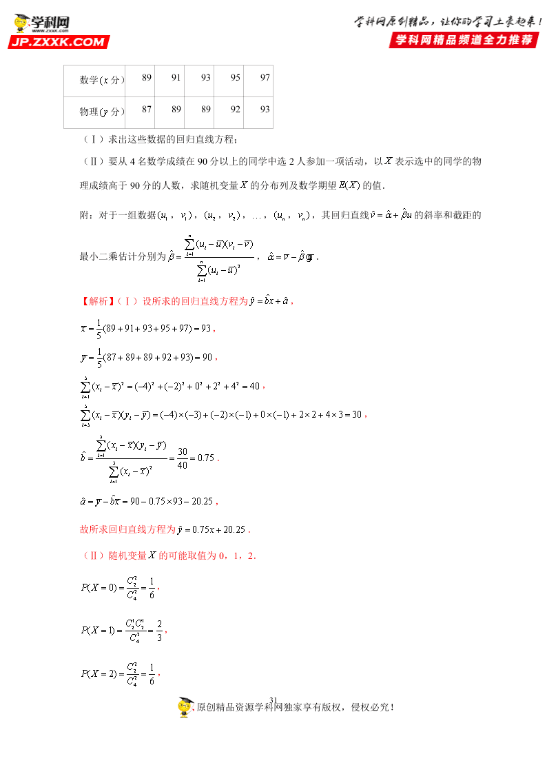 2020-2021学年高考数学（理）考点：离散型随机变量的分布列、均值与方差