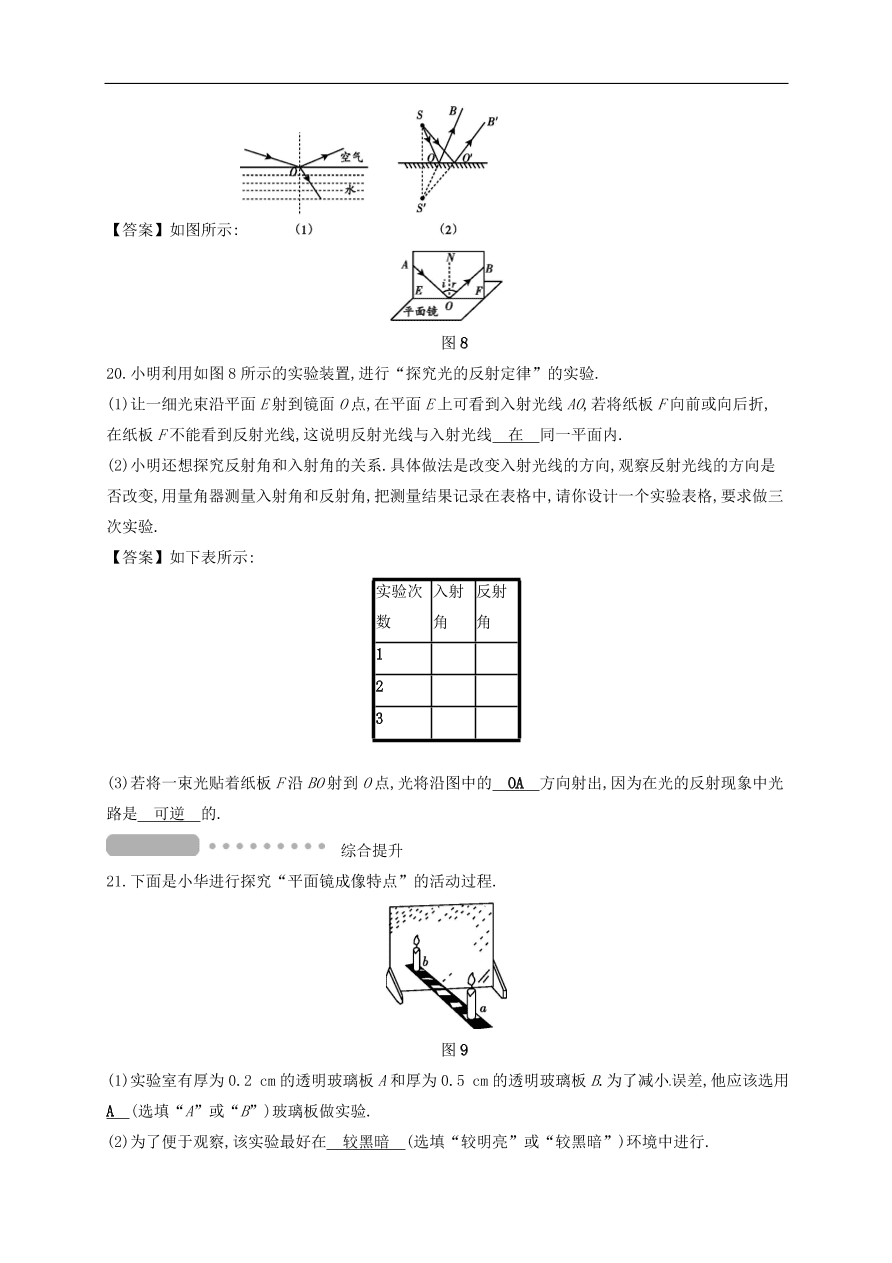  新人教版九年级中考物理  第四章 光现象复习测试