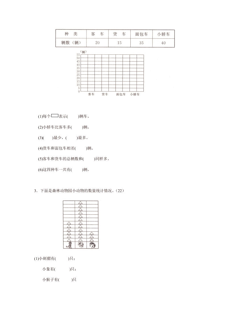 人教版二年级数学下册第一单元数据收集整理测试题