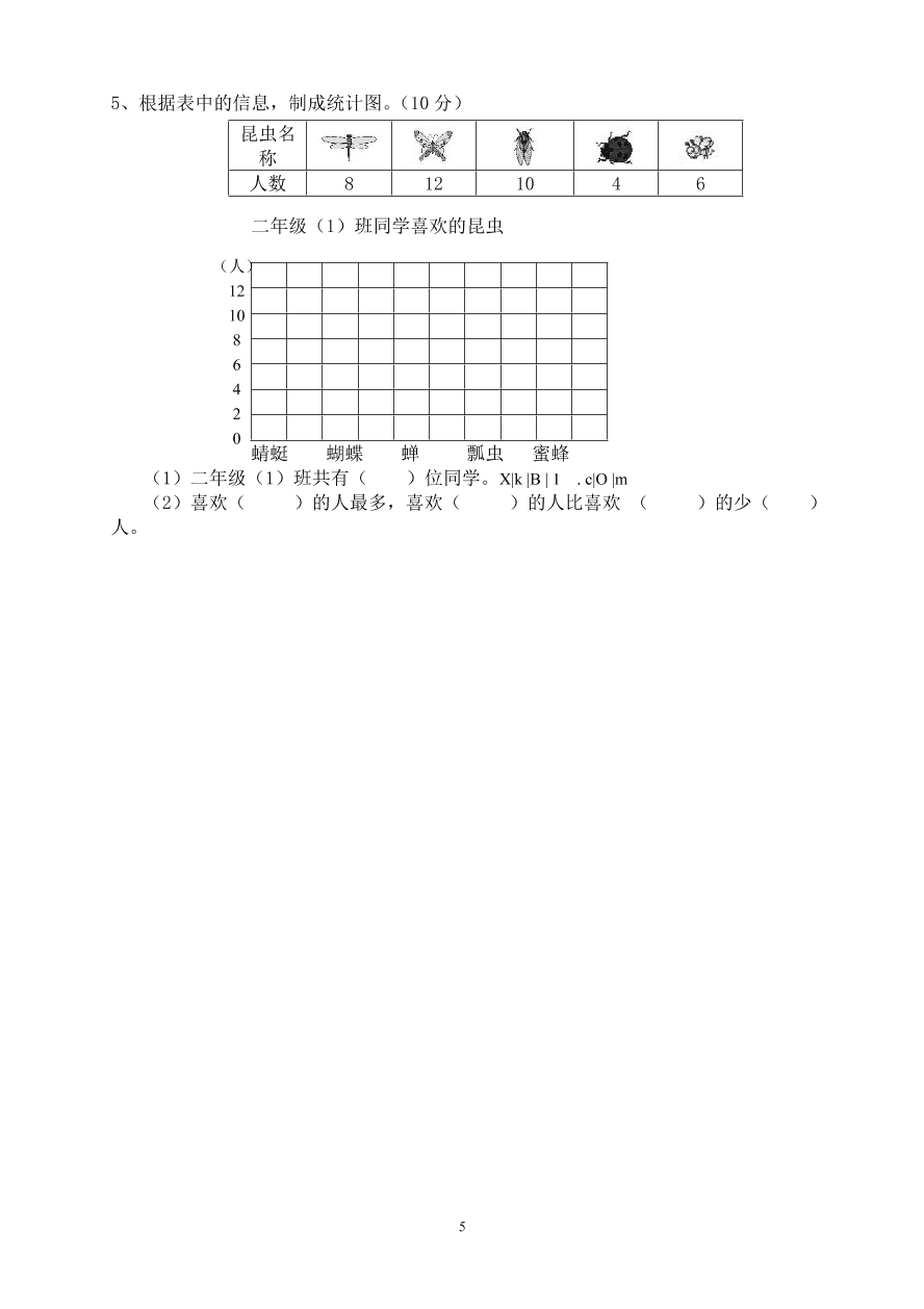 2020-2021学年度第一学期二年级数学期末检测卷5