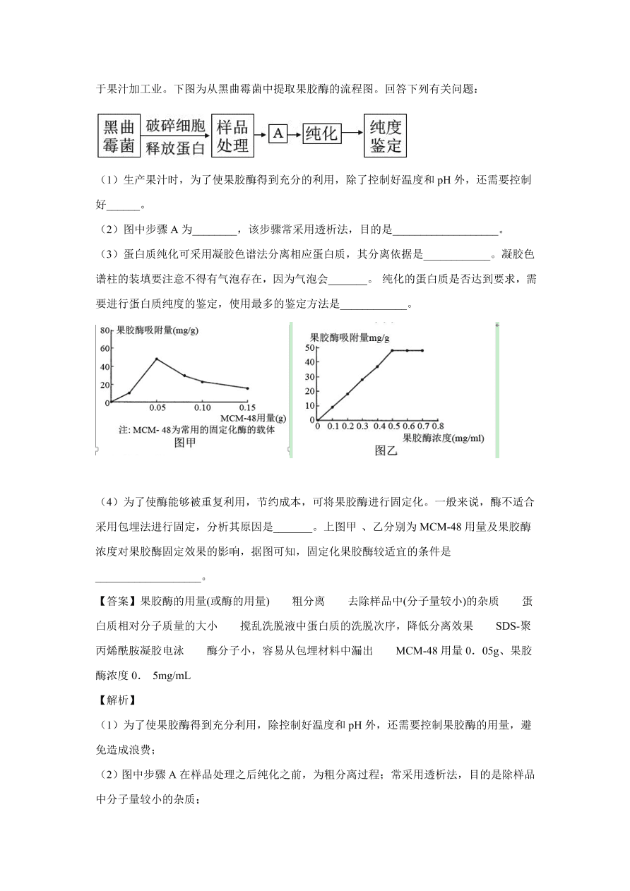 2020-2021学年高考生物精选考点突破专题18 酶的研究和应用及DNA和蛋白质技术