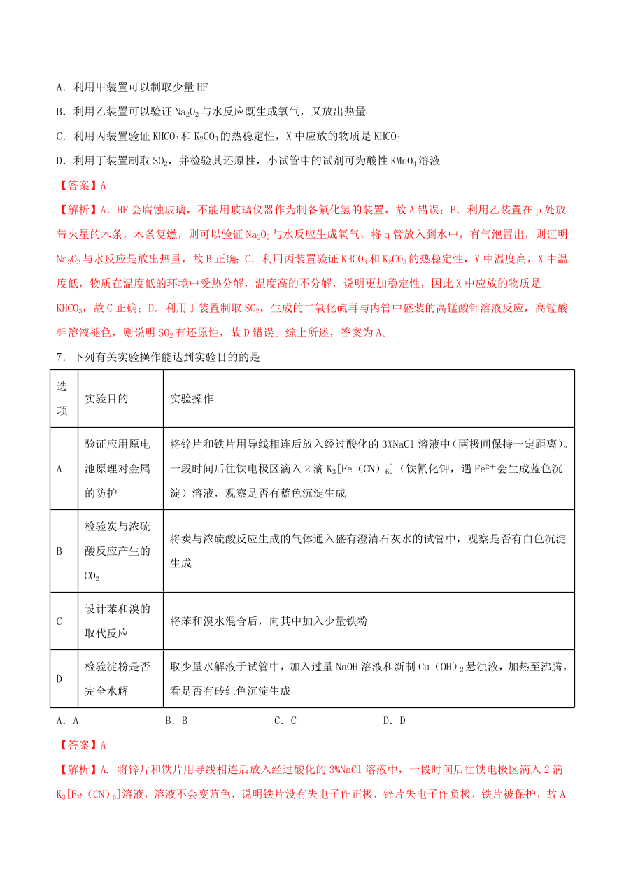 2020-2021年高考化学精选考点突破24 化学综合实验