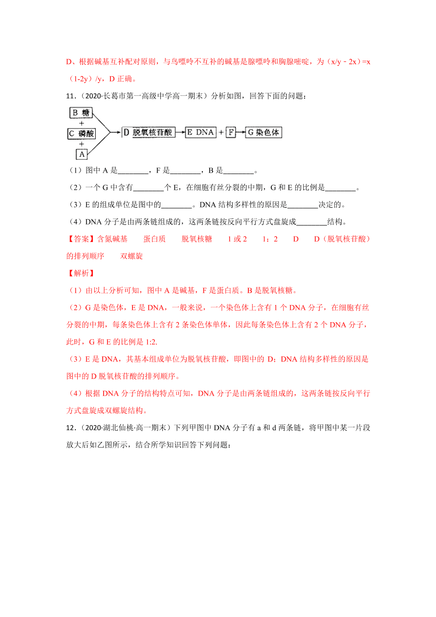 2020-2021学年高三生物一轮复习专题18 DNA的结构、复制及基因的本质（练）