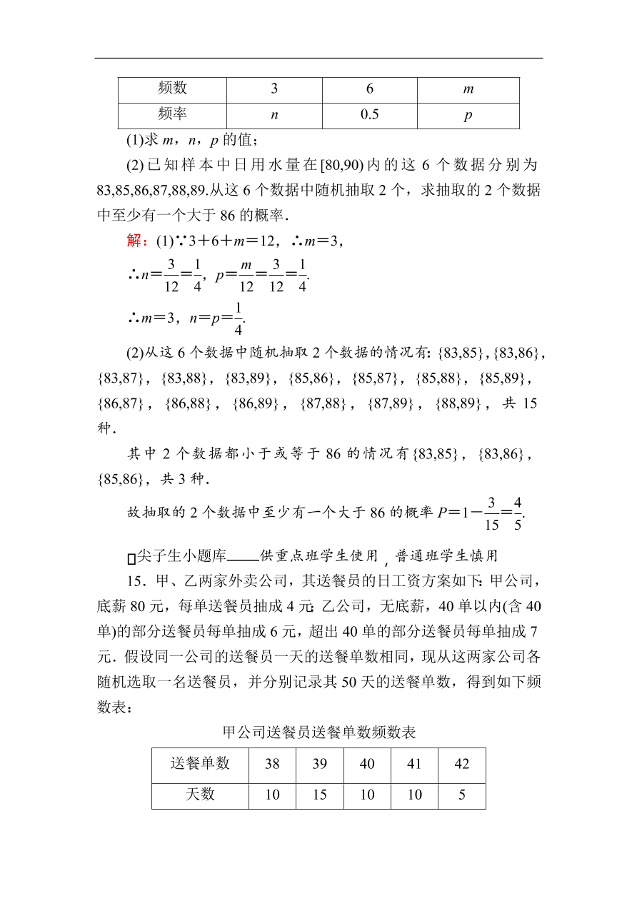 2020版高考数学人教版理科一轮复习课时作业65 随机事件的概率（含解析）