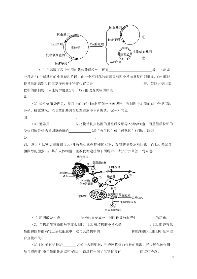 山东省青岛胶州市2020学年高二生物下学期期末考试试题（含答案）