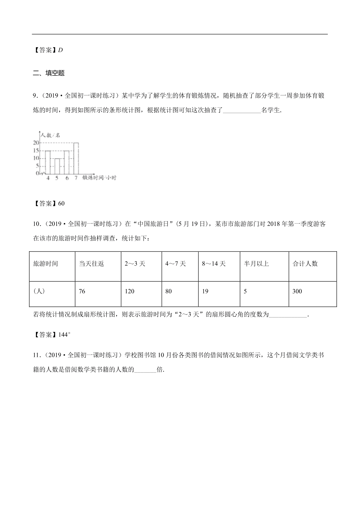 2020-2021学年初一数学上册章节同步讲解练习：数据的表示、统计图的选择