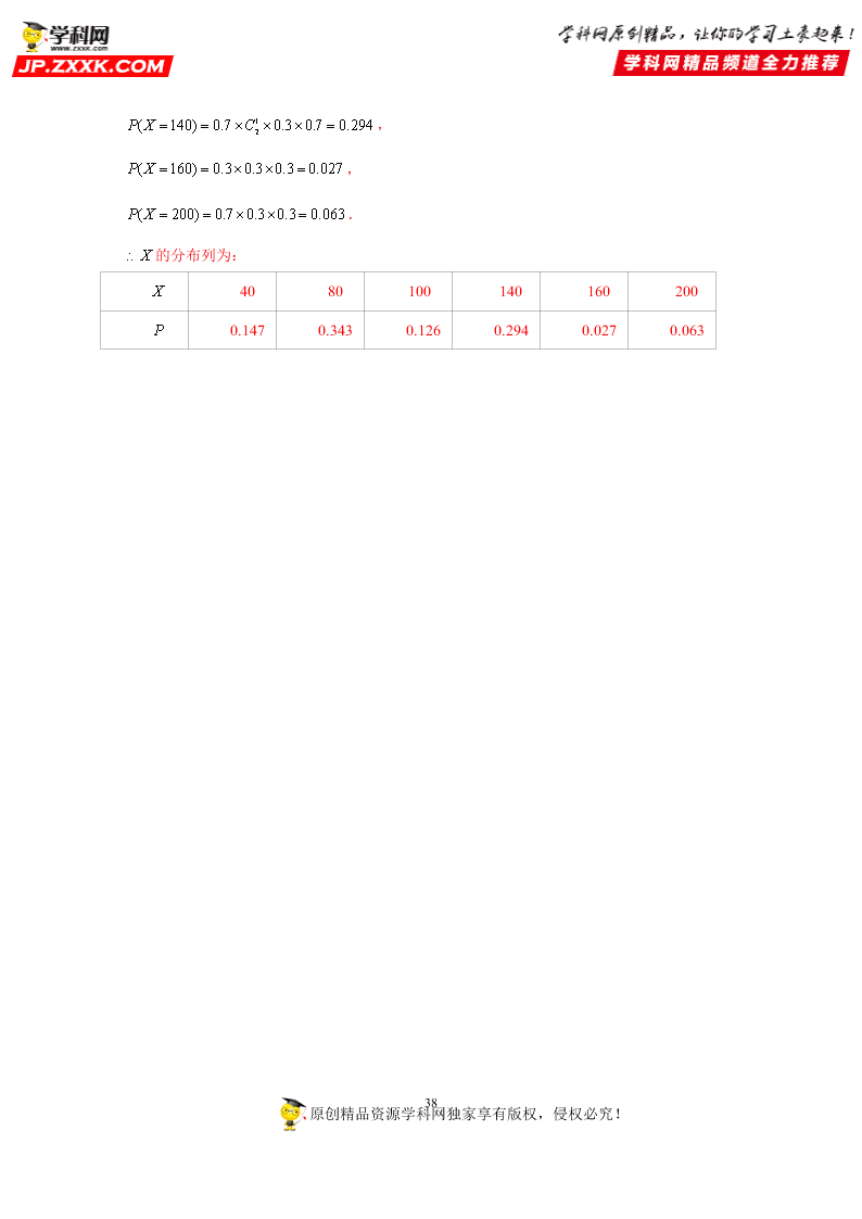 2020-2021学年高考数学（理）考点：离散型随机变量的分布列、均值与方差