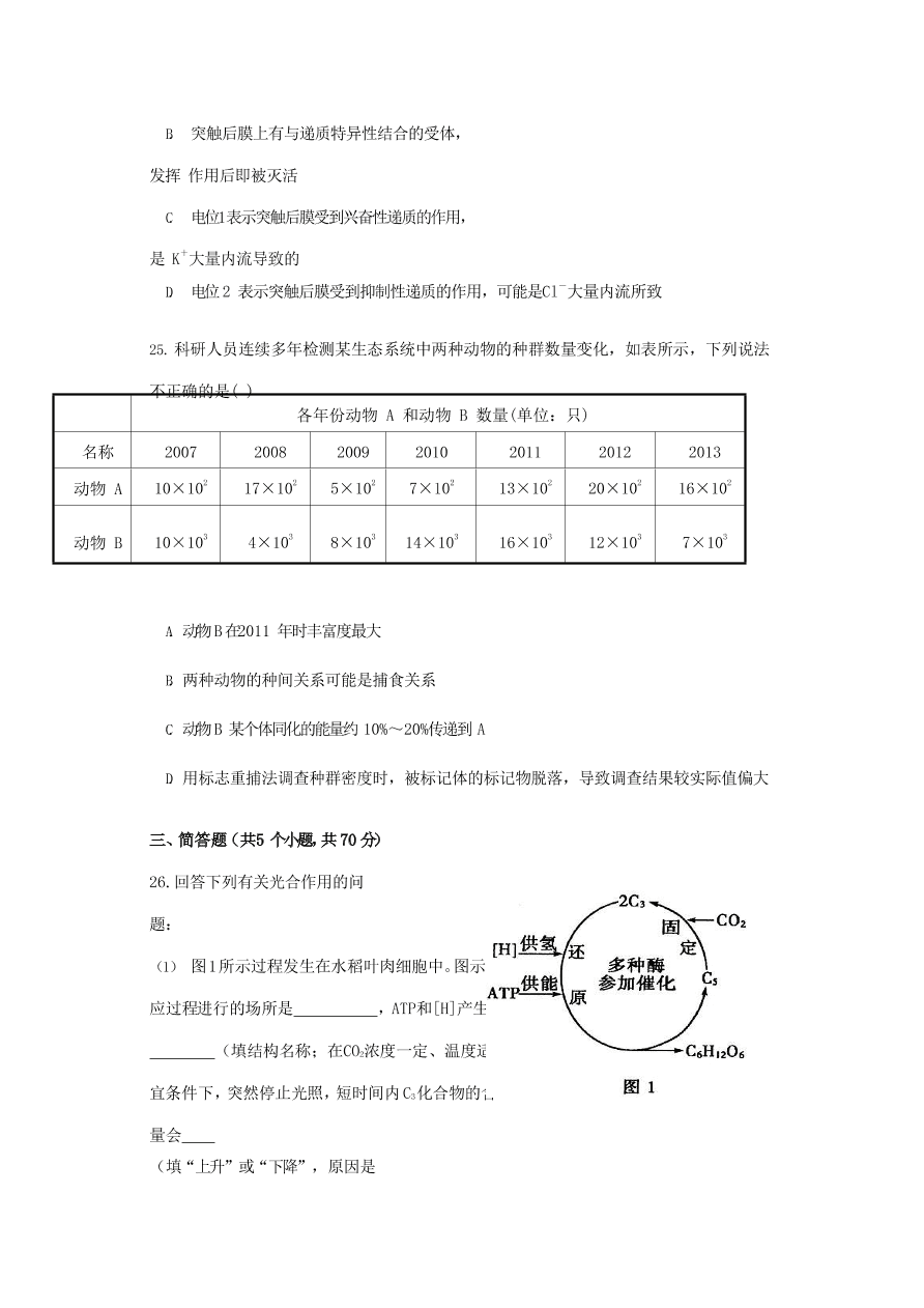 山东省日照市第一中学2020届高三生物上学期期中试题（Word版附答案）