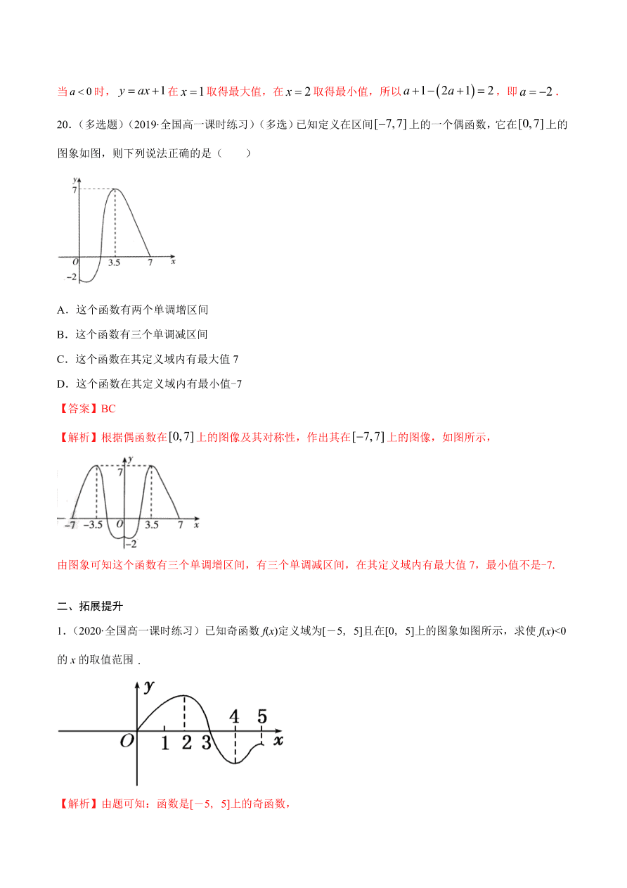 2020-2021学年高一数学课时同步练习 第三章 第2节 函数的基本性质