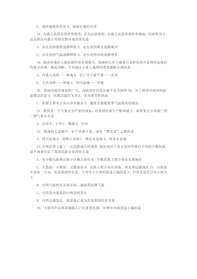 2020年湖南省株洲市中考地理试卷