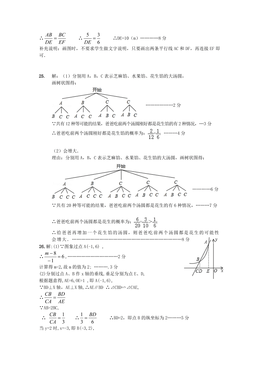 山东省长清区九年级数学上册期中测试卷及参考答案