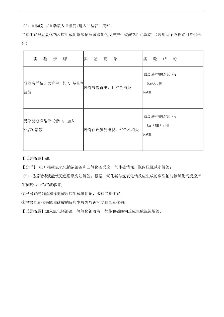 九年级化学下册专题复习 第七单元常见的酸和碱去探究酸和碱的化学性质练习题