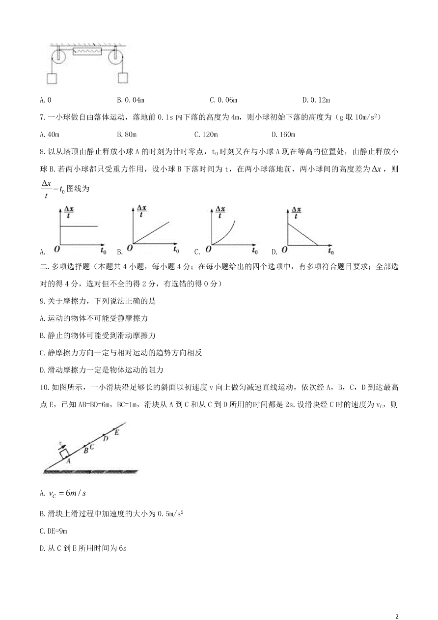 贵州省思南中学2020-2021学年高一物理上学期期中试题