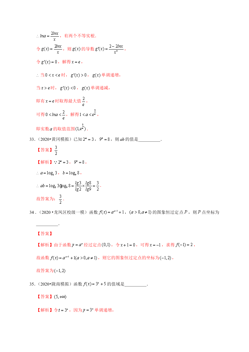 2020-2021学年高考数学（理）考点：指数与指数函数 