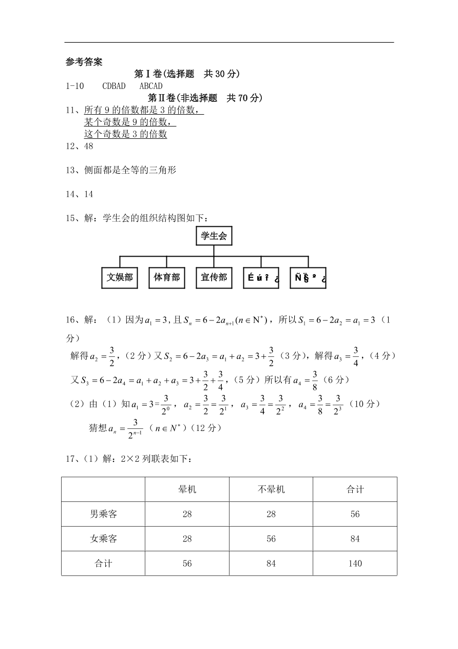 北师大版高三数学选修1-2综合学习与测试卷及答案(一)