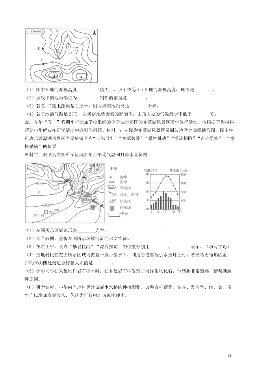 中考地理知识点全突破 专题5地形图的判读含解析