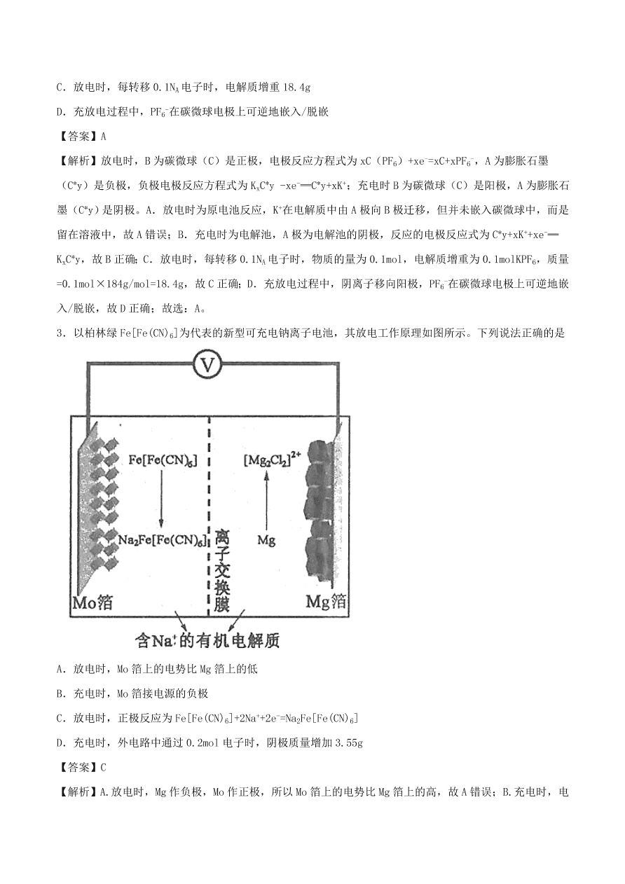 2020-2021年高考化学精选考点突破14 电化学综合